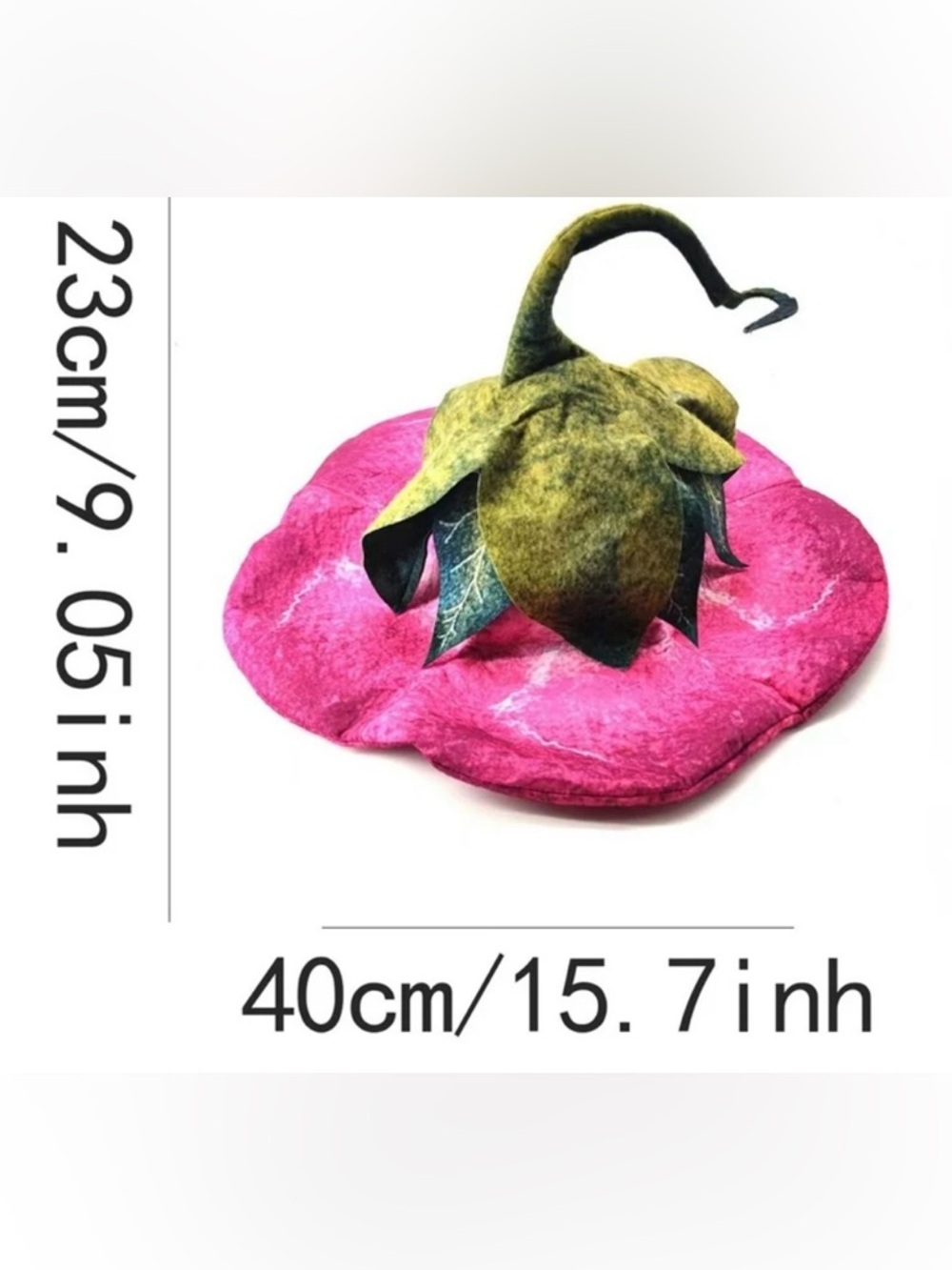 Fairy or Elven Flower Hat, Pink Felt Flower with Green Leaf Top, NWOT 🌺 - Picture 5 of 5